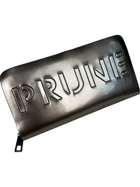 PRÜNE Faux Leather Logo Rectangle Zip Around Wallet